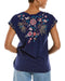 Johnny Was Mariposa Relaxed Tee Short Sleeve Floral Butterfly Shirt Black Top NEW