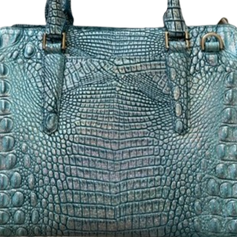 Brahmin Small Finley Arctic Blue Melbourne Tote Croc Emb Leather Handbag Bag New