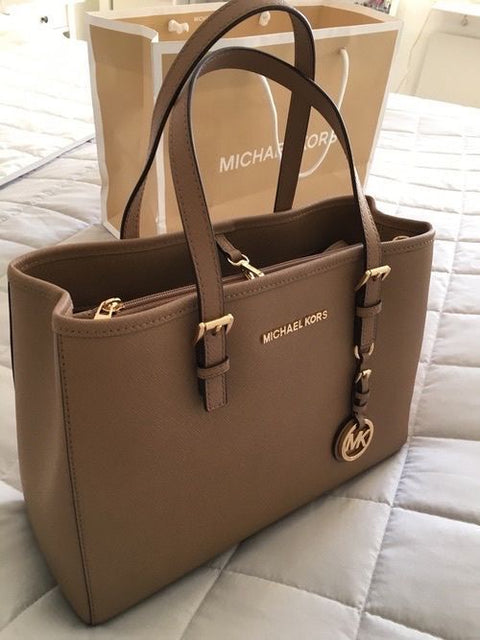 Michael Kors Jet Set Travel Medium Tote Brown Crossbody Handbag Bag Purse New