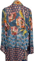 Johnny Was Vember Burnout Benet Kimono Flowers Blue Floral New