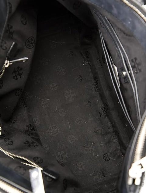 Tory Burch Robinson Black Tote Basketweave Saffiano Leather large Handbag Bag New