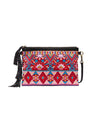 Johnny Was Laurell Fringe Floral Embroidery Bag Zip Handbag Black Pink Purse NEW