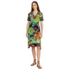 Johnny Was Janie Favorite Tigres Short Sleeve Swing Dress Floral Green Blue NEW
