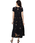 Johnny Was Suki Cap Sleeve Knit Maxi Dress Floral Embroidery Black Cotton New