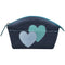 ILI New York Double Heart Cosmetic Case Bag Leather Handbag Purple Lav Purse NEW