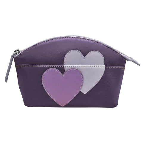 ILI New York Double Heart Cosmetic Case Handbag Bag Black Red Orchid Purse NEW