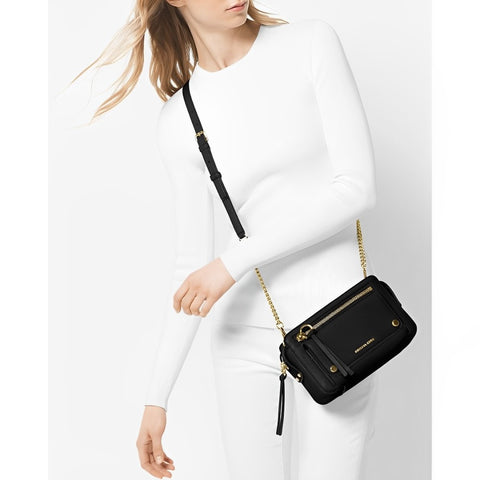 Michael Kors Mitchell Medium Crossbody Handbag Gold Black Shoulder Bag Purse New