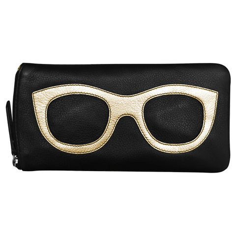 ILI New York Leather Eyeglass Case Zippered Glasses Wallet Pear Green Pink NEW