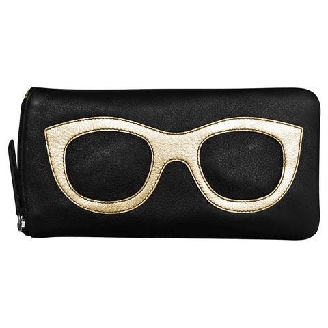 ILI New York Leather Eyeglass Case Zip Glasses Wallet Flamingo Pink Aqua Blue NEW