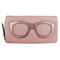 ILI New York Leather Eyeglass Case Zippered Glasses Wallet Light Gold Silver NEW