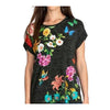Johnny Was Blooming Breeze Short Sleeve Floral Tee Crew Neck Shirt Black Top NEW