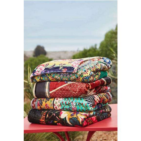 Johnny Was Oz Taylor Blanket Flora Cozy Reversible Throw Home Black Butterfly NEW