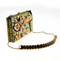 Mary Frances Blossoms Black Purple Handbag Flower Bead Chain Strap Gold Bag New