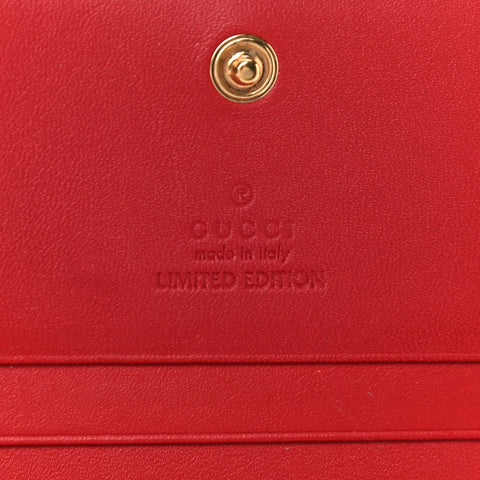Gucci Dog Brown 25 GG Card Case Pink Leather Small Wallet Red Italy Bosco Bag NEW