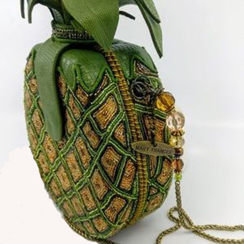 Mary Frances Pineapple Punch Yellow Green Fruit Spring Bead Bag Handbag Purse Nw