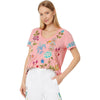 Johnny Was Sheri Everyday Tee Short Sunset Pink Embroidered Floral Shirt Top Small NEW