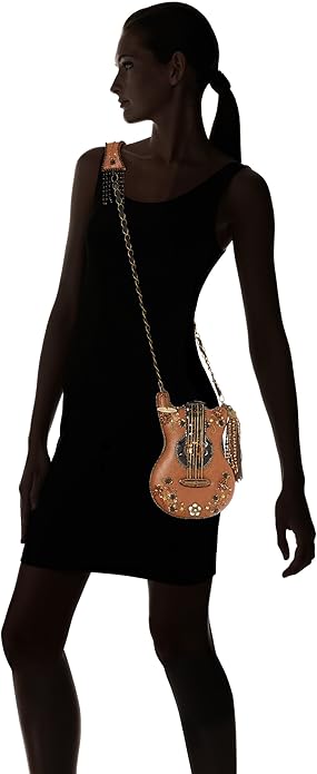 Mary Frances Special Hall Of Fame Bag Guitar Brown Beaded Handbag Music Tan New