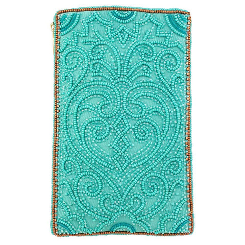 Mary Frances Moroccan Days Purse Crossbody Phone Bag Handbag Aqua Blue Multi NEW