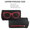 ILI New York Leather Eyeglass Case Zip Glasses RFID Blocking Wallet Black Red NEW