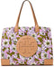 Tory Burch Womens Ella Floral Printed Tote Rose Pink Flower Leather Handbag New