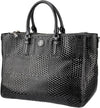 Tory Burch Robinson Black Tote Basketweave Saffiano Leather Large Handbag Bag NEW