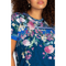Johnny Was Revive Floral Short Sleeve Special Tee Top Blouse Navy Blue Shirt Plus New