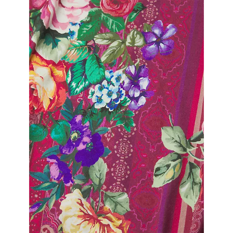 Johnny Was Bethia Cap Sleeve Night Dress Floral Cotton V Neck Flowers Purple Large NEW