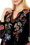 Johnny Was Ardell Velvet Relaxed Tee Blouse Floral Embroidery Top Shirt Black NEW