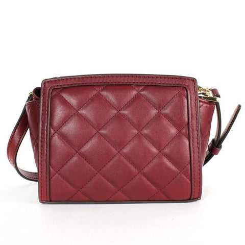 Michael Kors Selma Quilted Mini Messenger Claret Maroon Crossbody Purse Bag New