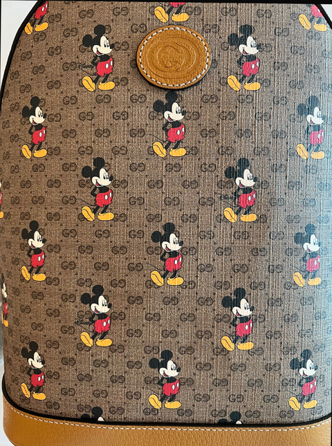 GUCCI GG Disney X Mickey Mouse Supreme Backpack Leather Tan Brown Italy Bag New