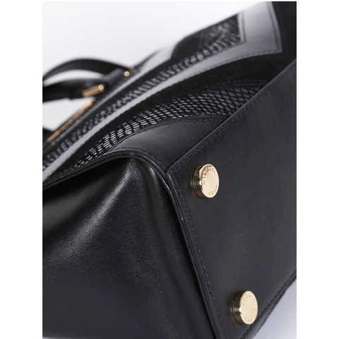 Michael Kors Selma Chevron Satchel Black Leather Tote Top Handle Handbag Bag New