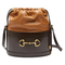 Gucci GG 1955 Horse Bit Cocoa Dark Brown Bucket Shoulder Bag Leather Handbag New