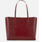 Tory Burch Perry Croc Embossed Three Compartment Tote Bag Red Leather Handbag New