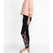 Johnny Was Osaka Legging Cotton Black Embroidery Pink Long Flowers Butterfly New