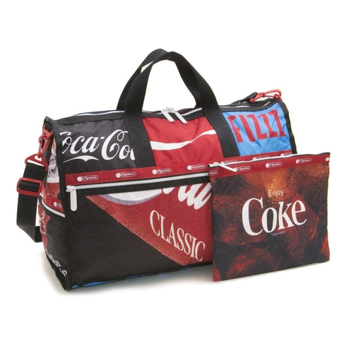 LeSportsac Boston Bag Large Weekender Coca Cola Goes Along Red Black Handbag NEW