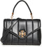 Tory Burch Kira Small Black Leather Single Top Handle Quilted Satchel Bag New