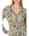 Johnny Was Etris Janie Favorite Long Sleeve Button Henley Tee Shirt Beige Top NEW