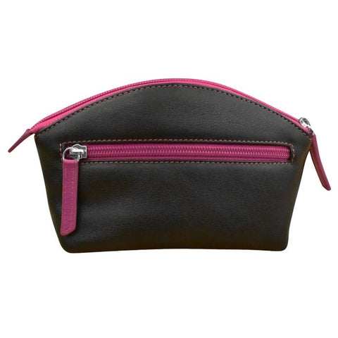 ILI New York Double Heart Cosmetic Case Handbag Bag Black Red Orchid Purse NEW