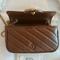 Gucci GG Marmon Azalea Brown Crossbody Handbag Leather Shoulder Bag Chain Strap Italy New