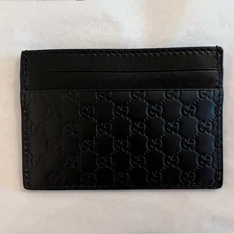 Gucci GG Micro Ssima Card Holder Black Luxury Soft Leather Style Card Case NEW