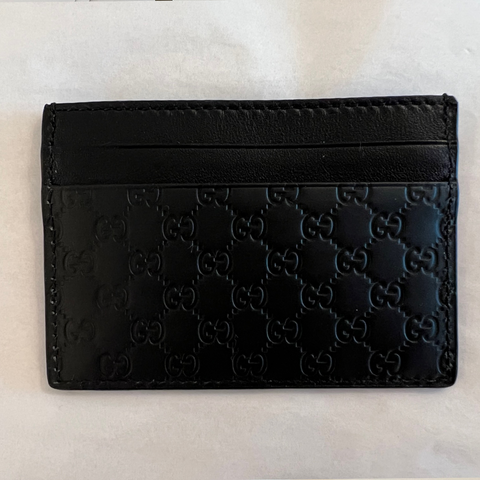 Gucci GG Micro Ssima Card Holder Black Luxury Soft Leather Style Card Case New