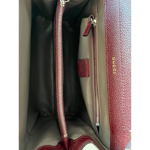 Gucci Zumi Gold Wine Red Shoulder Bag Top Handle Handbag Leather Bordeaux NEW