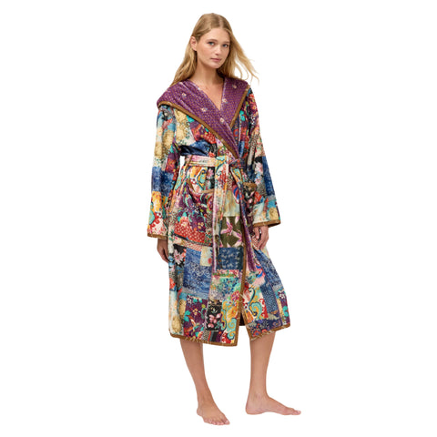 Johnny Was Laurel Canyon Fabiana Cozy Blanket Reversible Floral Brown Lounge NEW