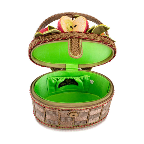 Mary Frances Apple Orchard Top Handle Bag Red Gold Basket Handbag Beige Purse NEW