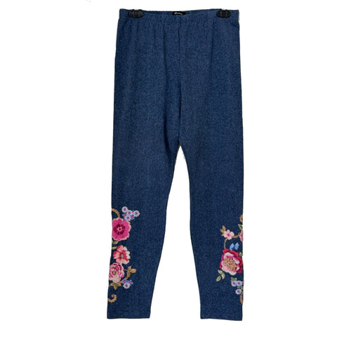 Johnny Was Modern Zip Up Hoodie Aerus Floral Cotton Elowen Denim Blue Top NEW
