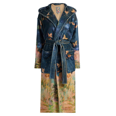Johnny Was Aurelius Cozy Robe Floral Butterfly Sleep Wear Lounge Flowers Blue NEW