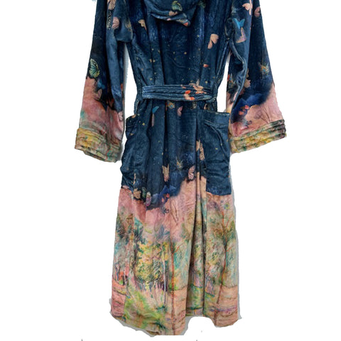 Johnny Was Aurelius Cozy Robe Floral Butterfly Sleep Wear Lounge Flowers Blue NEW