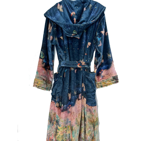 Johnny Was Aurelius Cozy Robe Floral Butterfly Sleep Wear Lounge Flowers Blue NEW