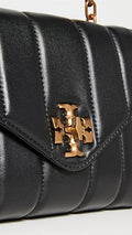 Tory Burch Kira Small Black Leather Single Top Handle Quilted Satchel Bag New