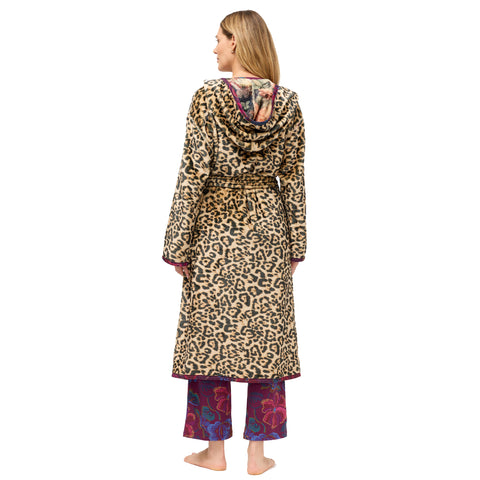 Johnny Was Bellina Leopard Aditi Robe Reversible Lounge Sleep Floral Brown NEW